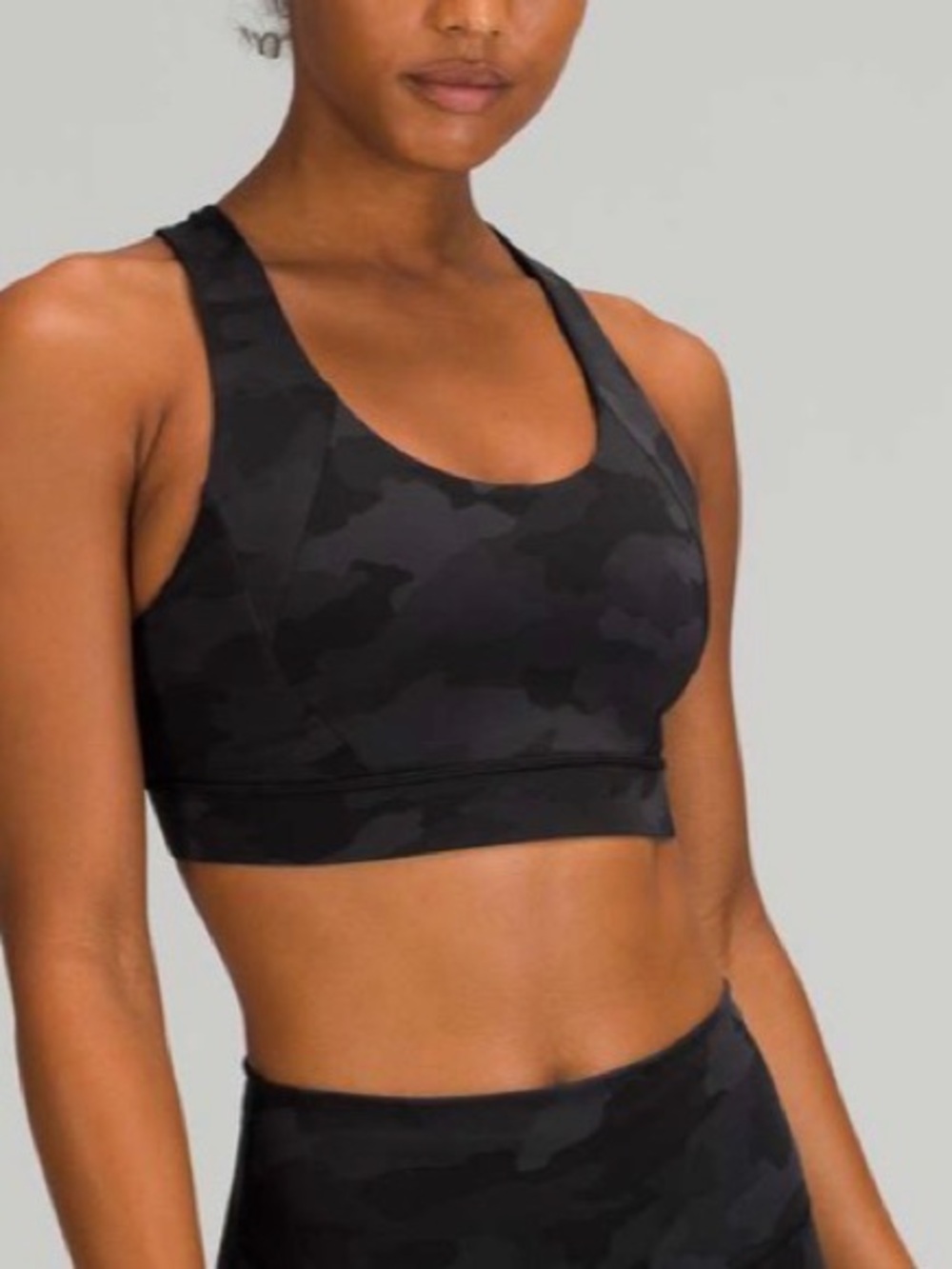 lululemon athletica Black Camouflage Longline To Be Elevated Sports Bra 8